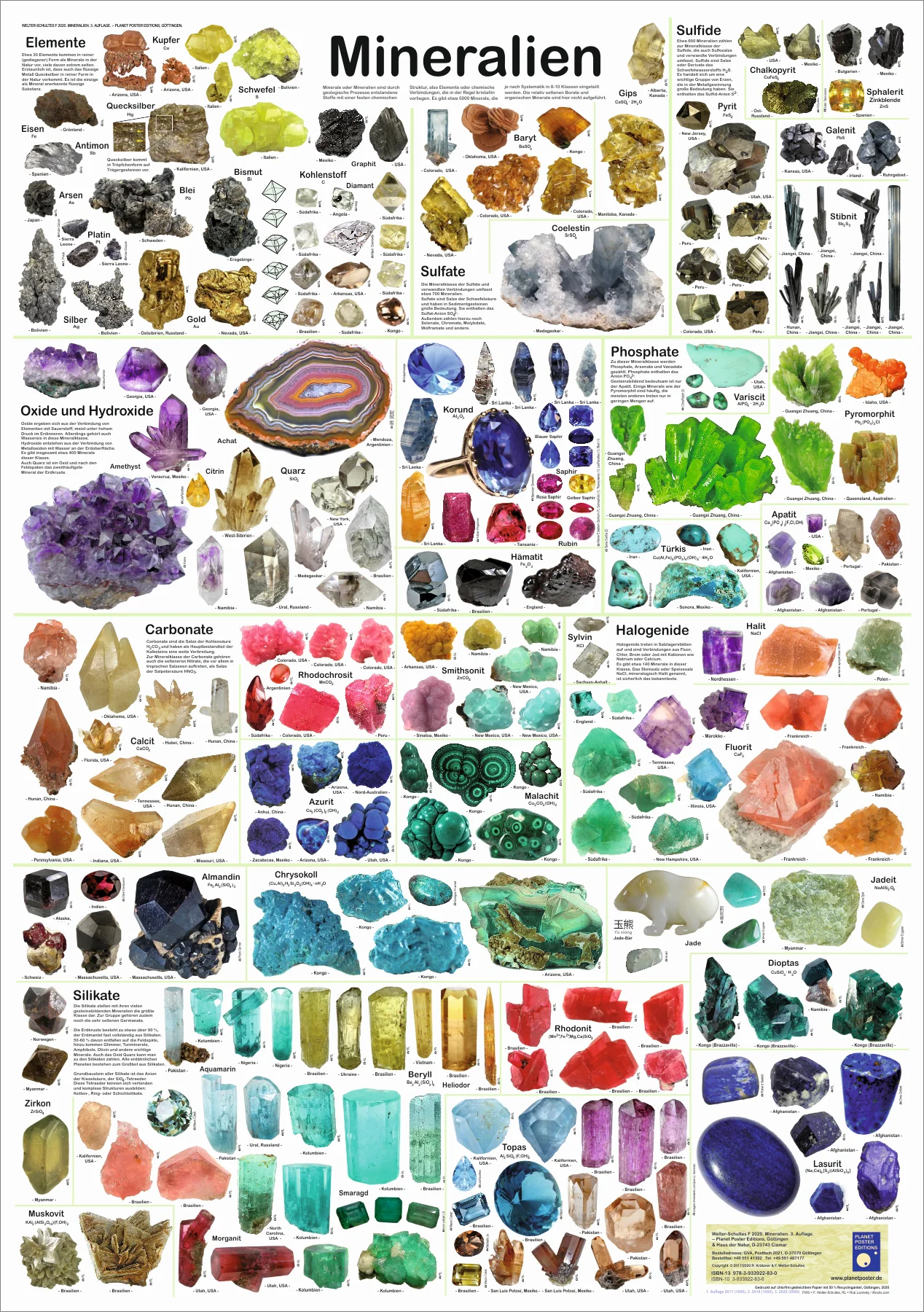 Mineralien Poster deutsch DIN A1