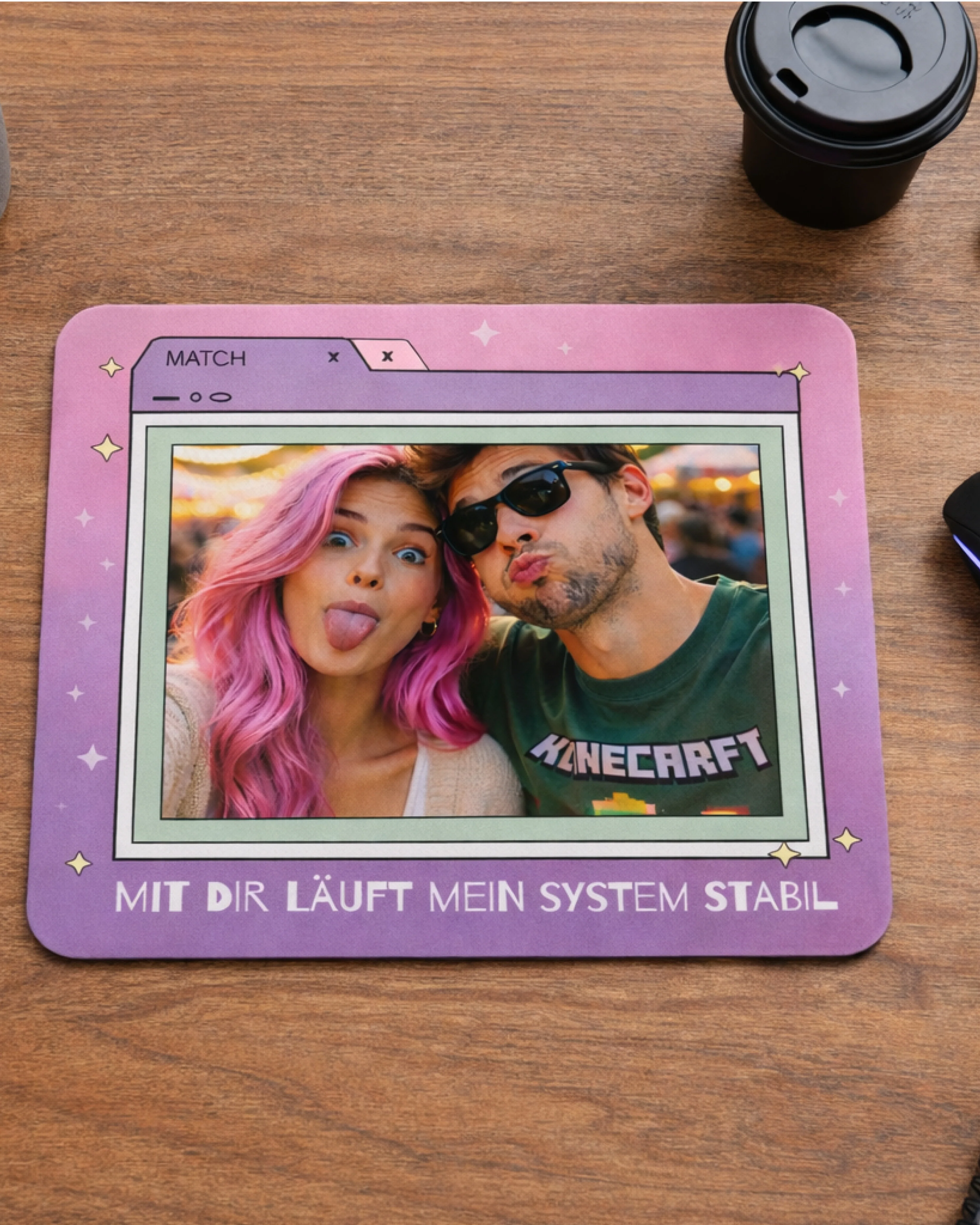 Personalisiertes Mousepad mit Wunschbild und Spruch für Pärchen - 19x23 cm - Image 5
