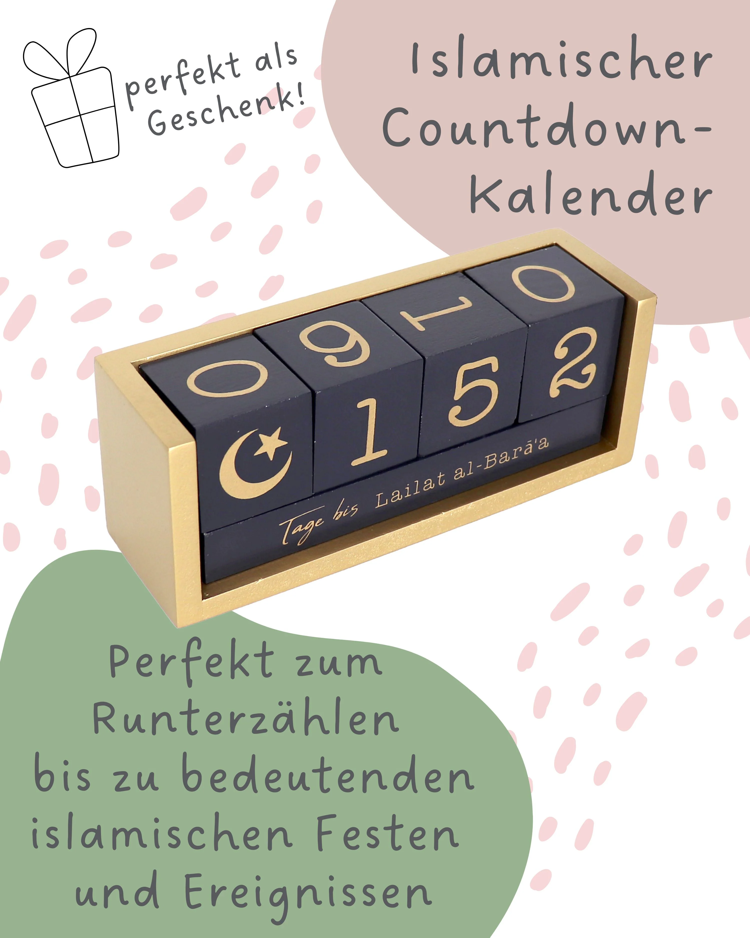 Muslim Countdown Kalender Holz-Tischkalender, Tagezähler - Image 2