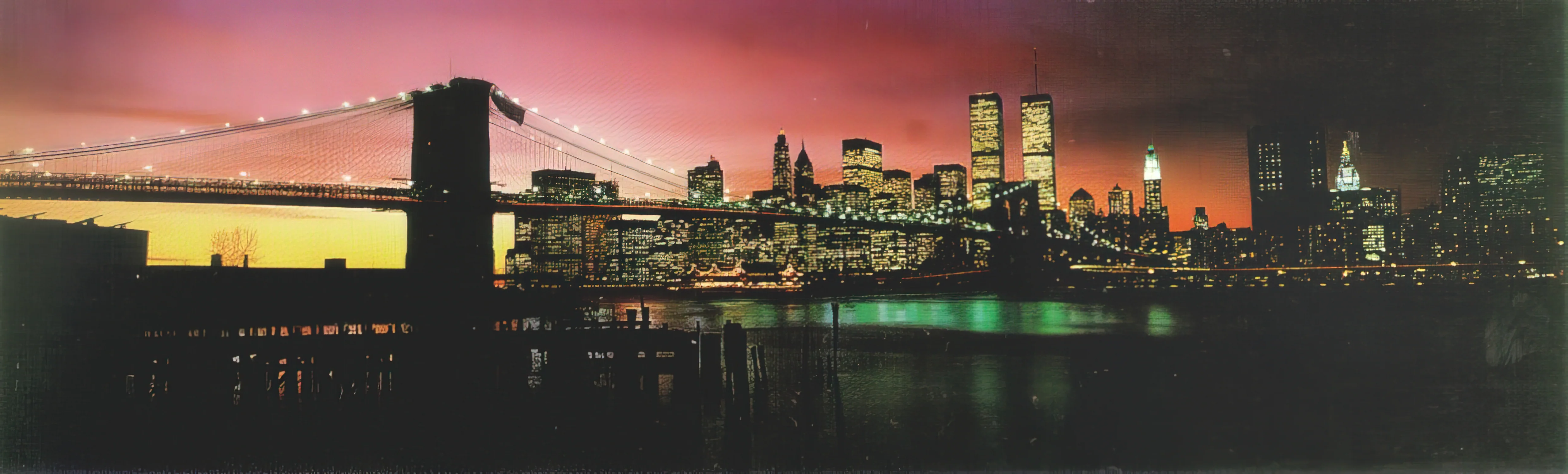 New York Poster Brooklyn Bridge im Sonnenuntergang