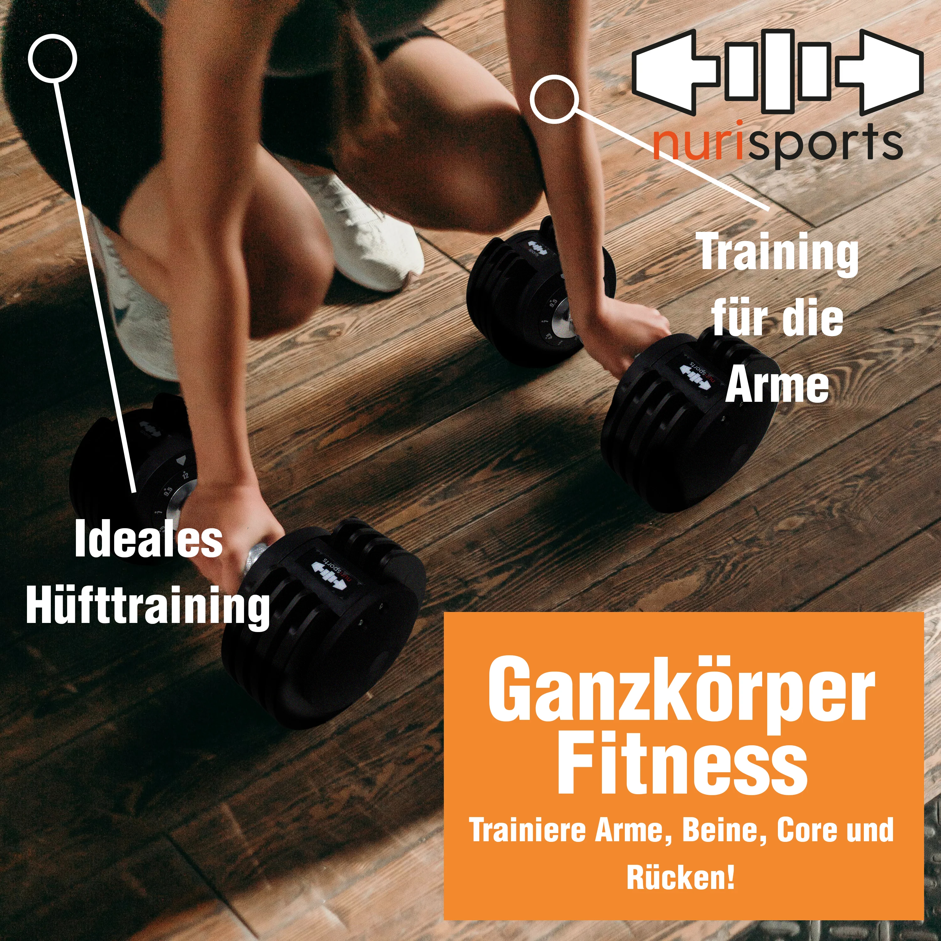nurisports Set 2 verstellbare Hanteln 2 kg -12 kg - Image 4