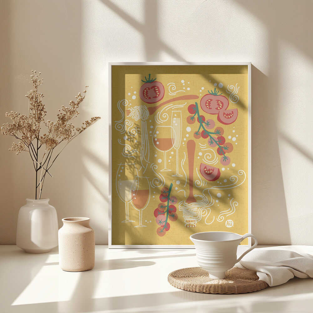 Pasta Paradise | Tomato and Wine | Playful Italian Pasta Illustration | by Aia Ueno - Image 5