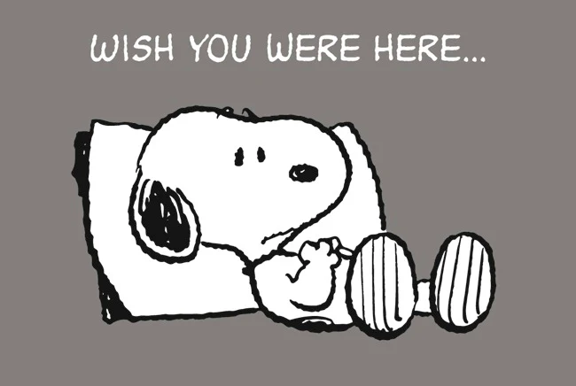 Peanuts Postkarte Wish you were Here..