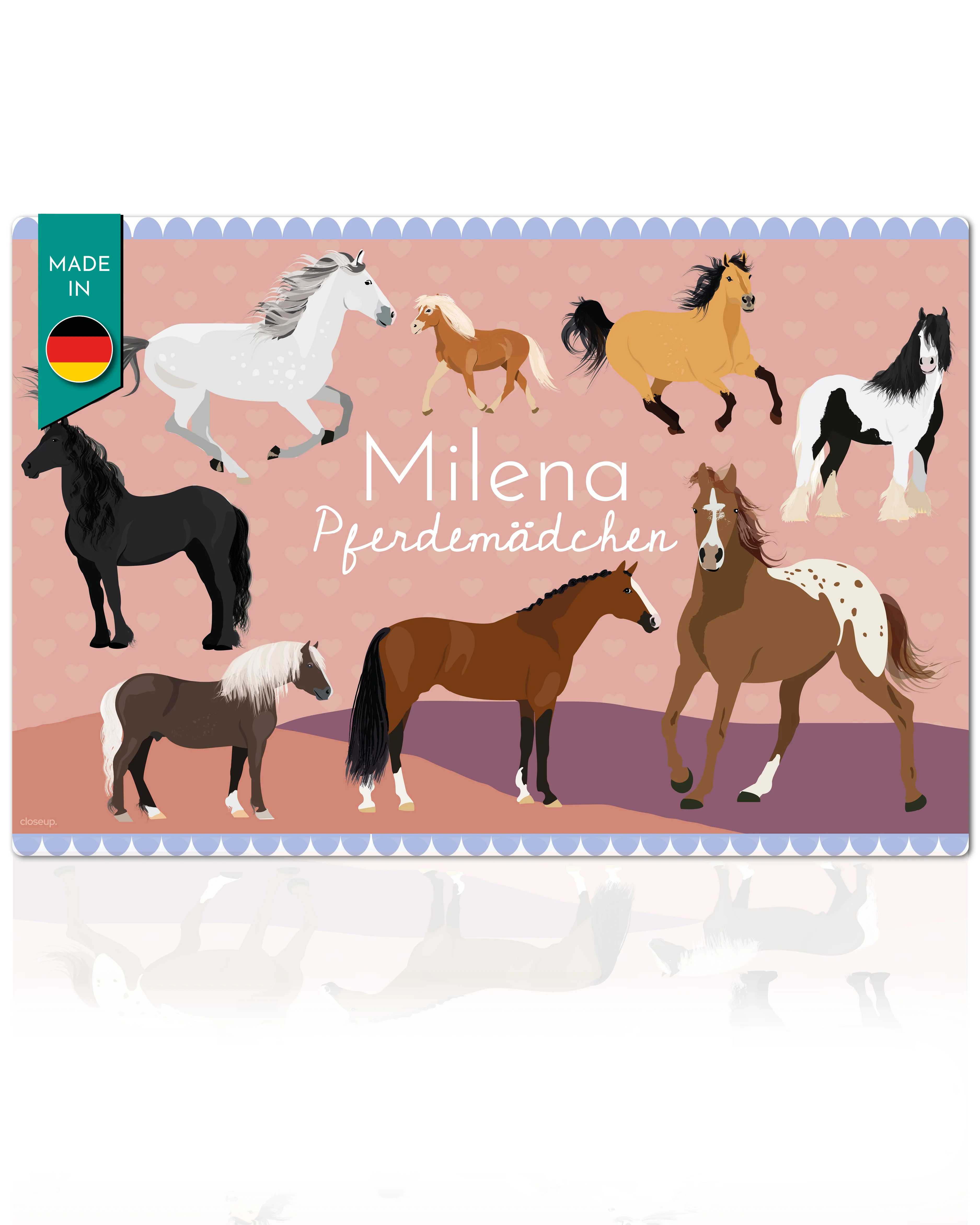 Personalisierte Pferde Schreibunterlage | Pferdemädchen | mit Wunschnamen | 40x60 cm