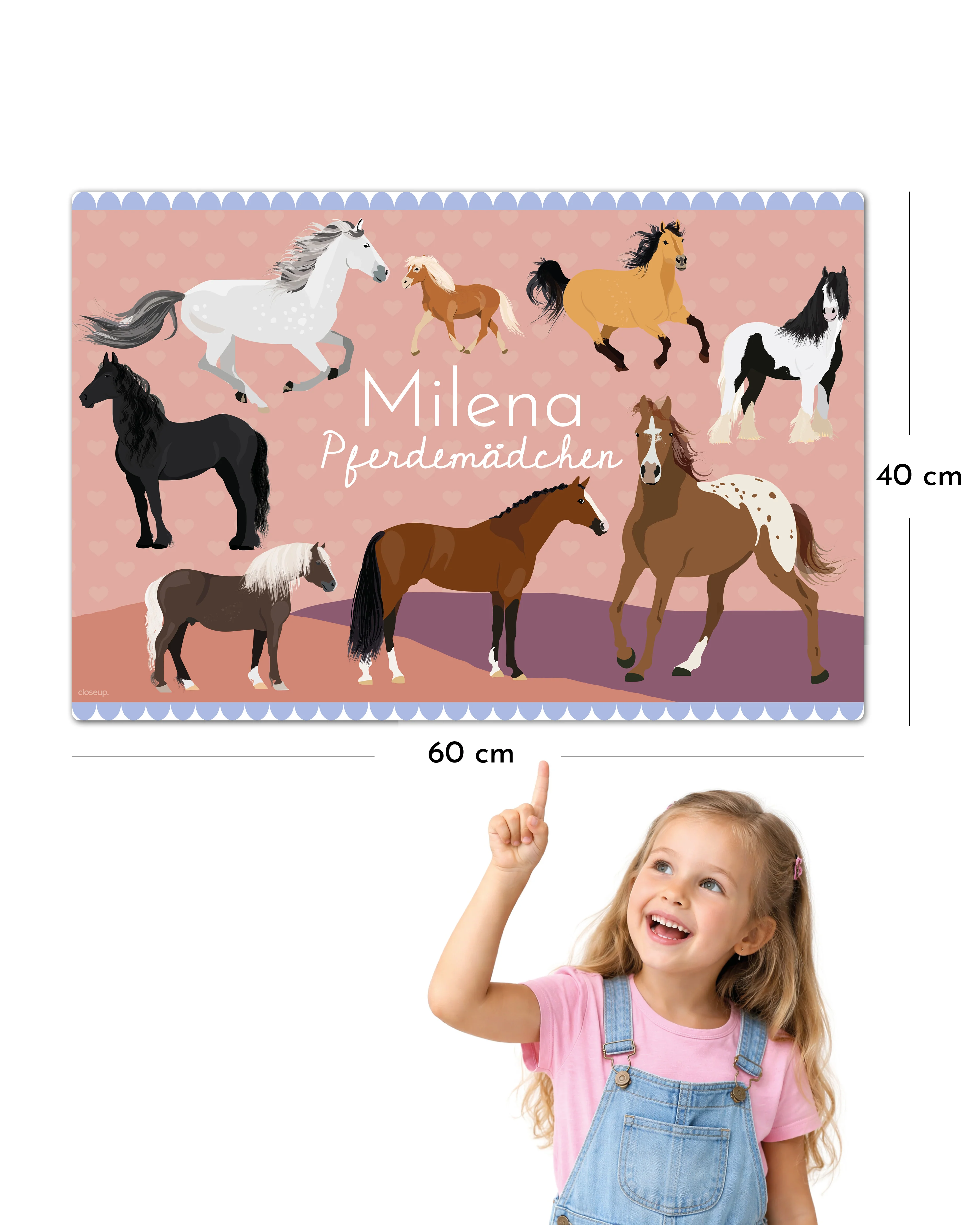 Personalisierte Pferde Schreibunterlage | Pferdemädchen | mit Wunschnamen | 40x60 cm - Image 2