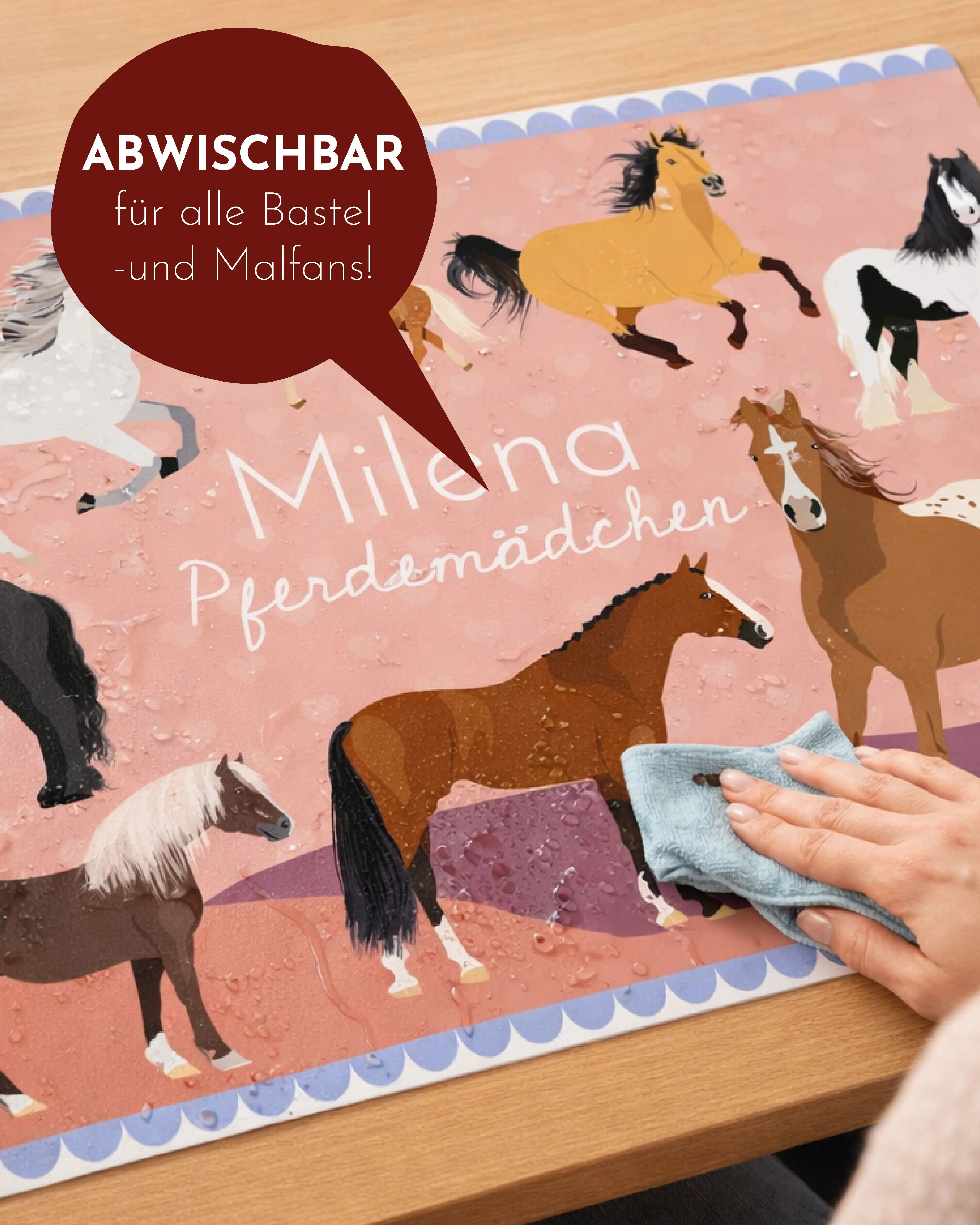 Personalisierte Pferde Schreibunterlage | Pferdemädchen | mit Wunschnamen | 40x60 cm - Image 3