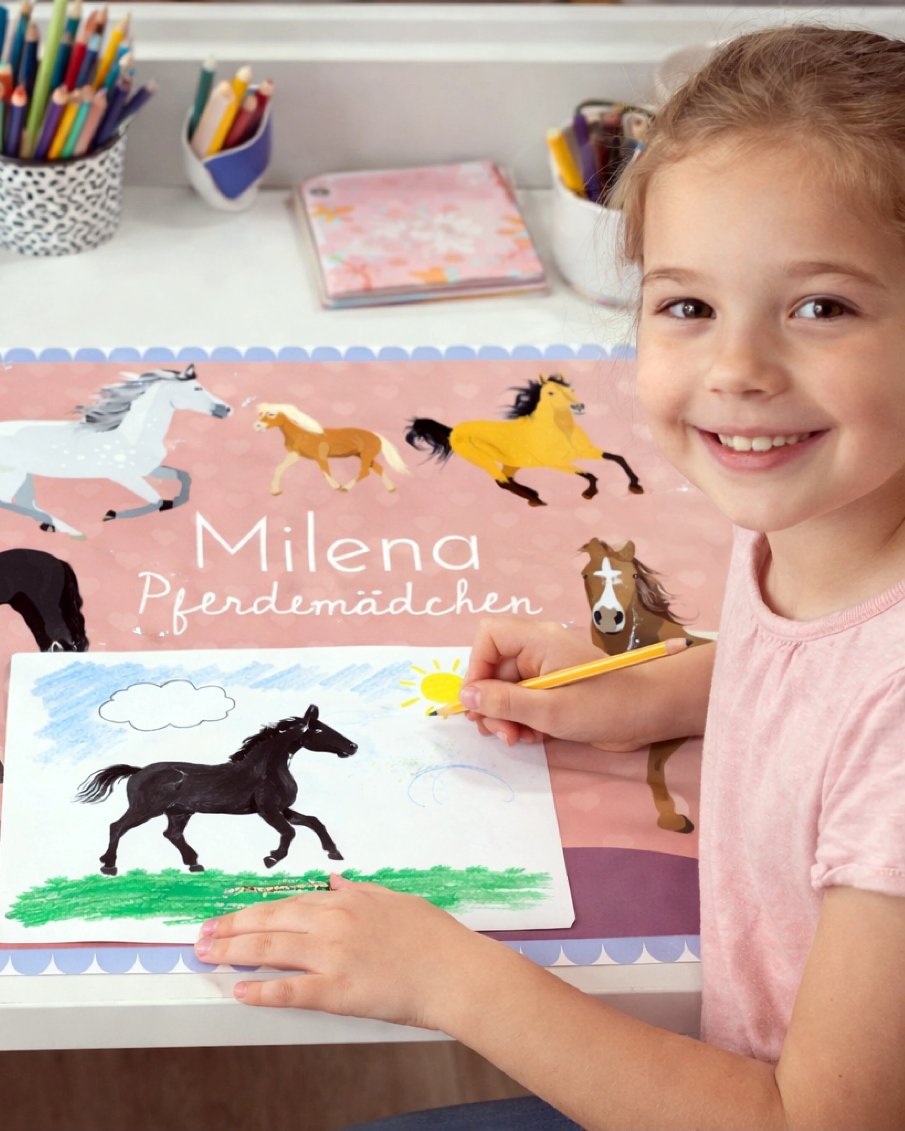 Personalisierte Pferde Schreibunterlage | Pferdemädchen | mit Wunschnamen | 40x60 cm - Image 4