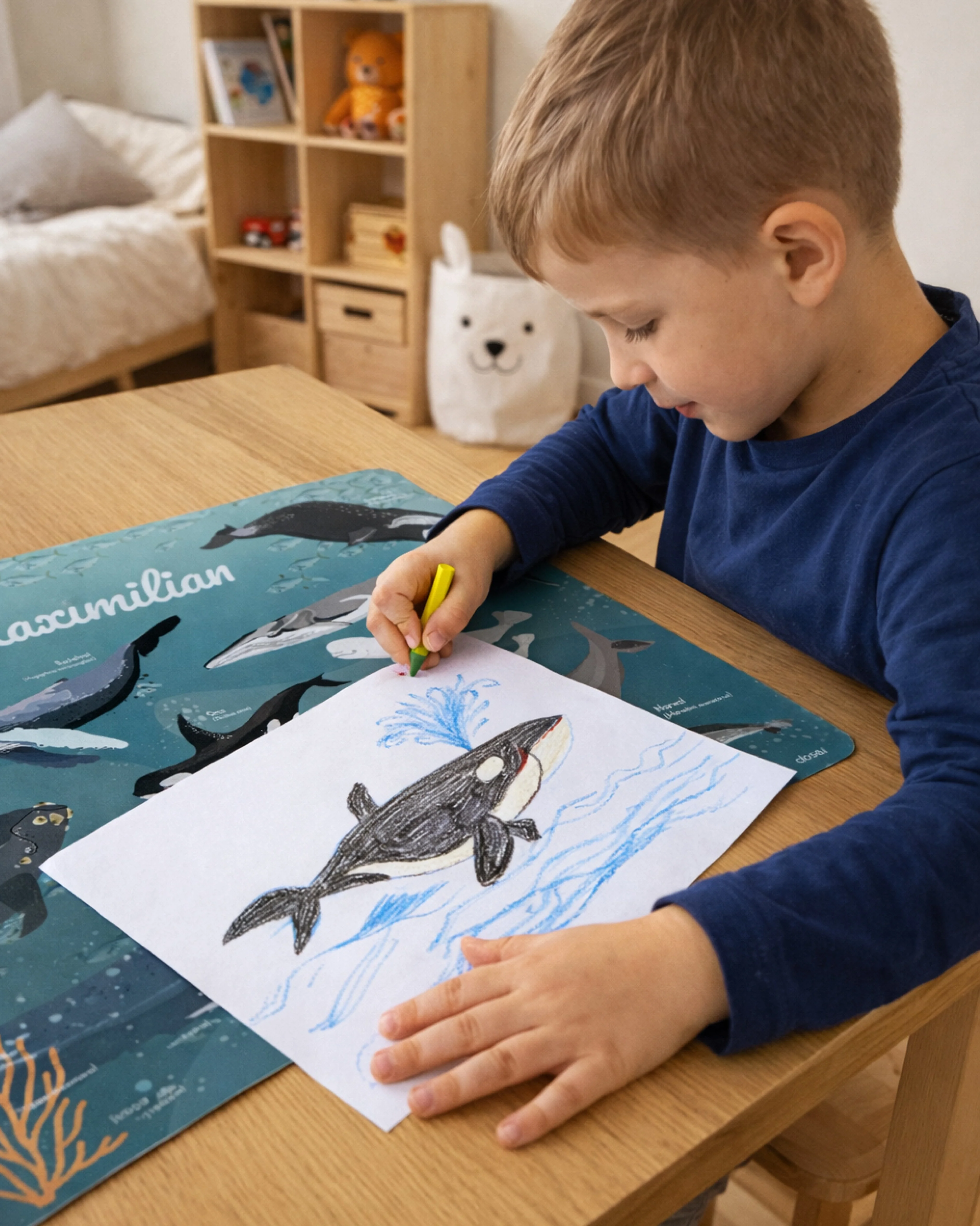 Personalisierte Schreibtischunterlage Meeresbewohner Wale | mit Wunschnamen | 40x60 cm - Image 5