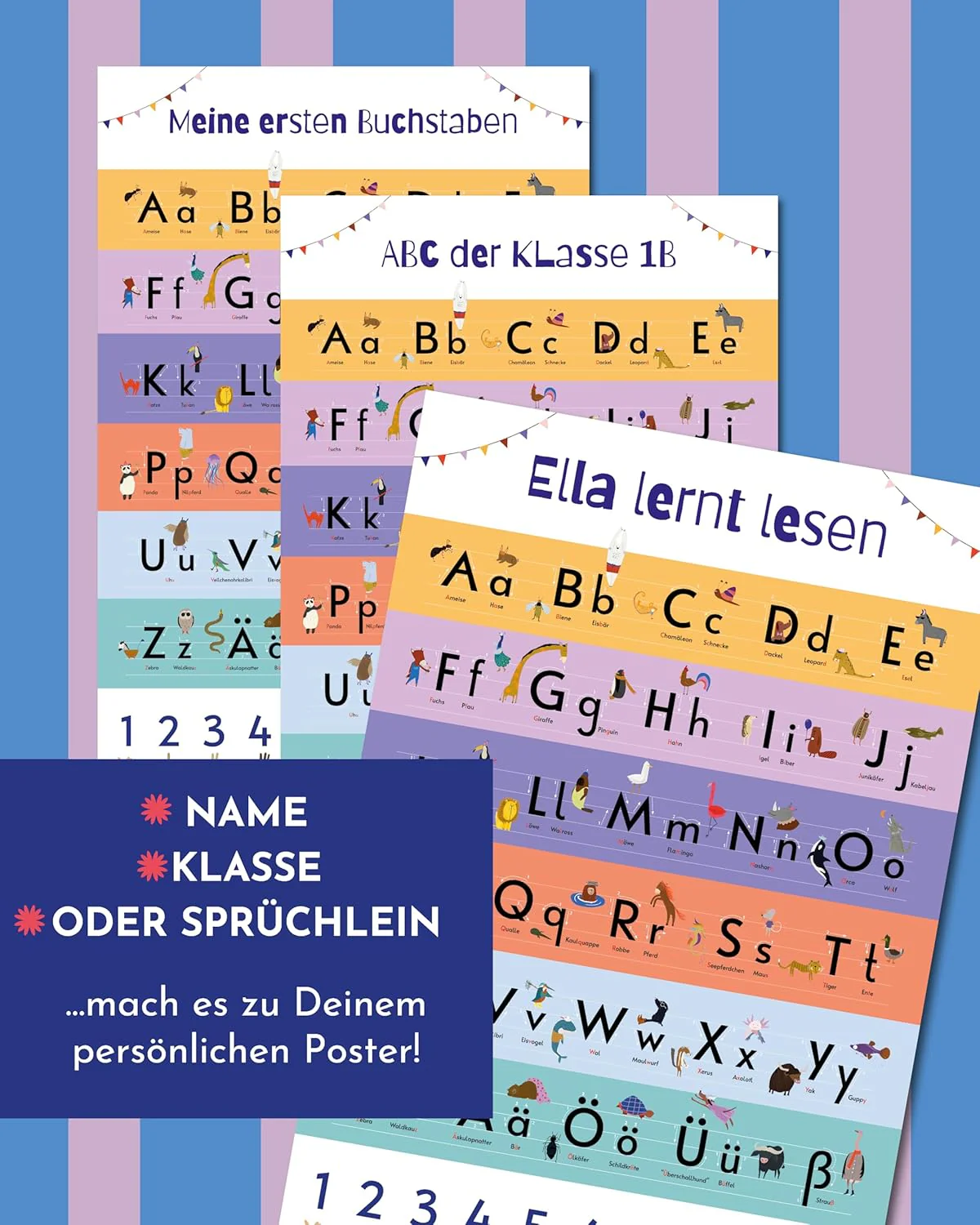 Personalisiertes ABC Poster mit Tiermotiven und Zählhilfe, 61 x 91,5 cm - Image 3