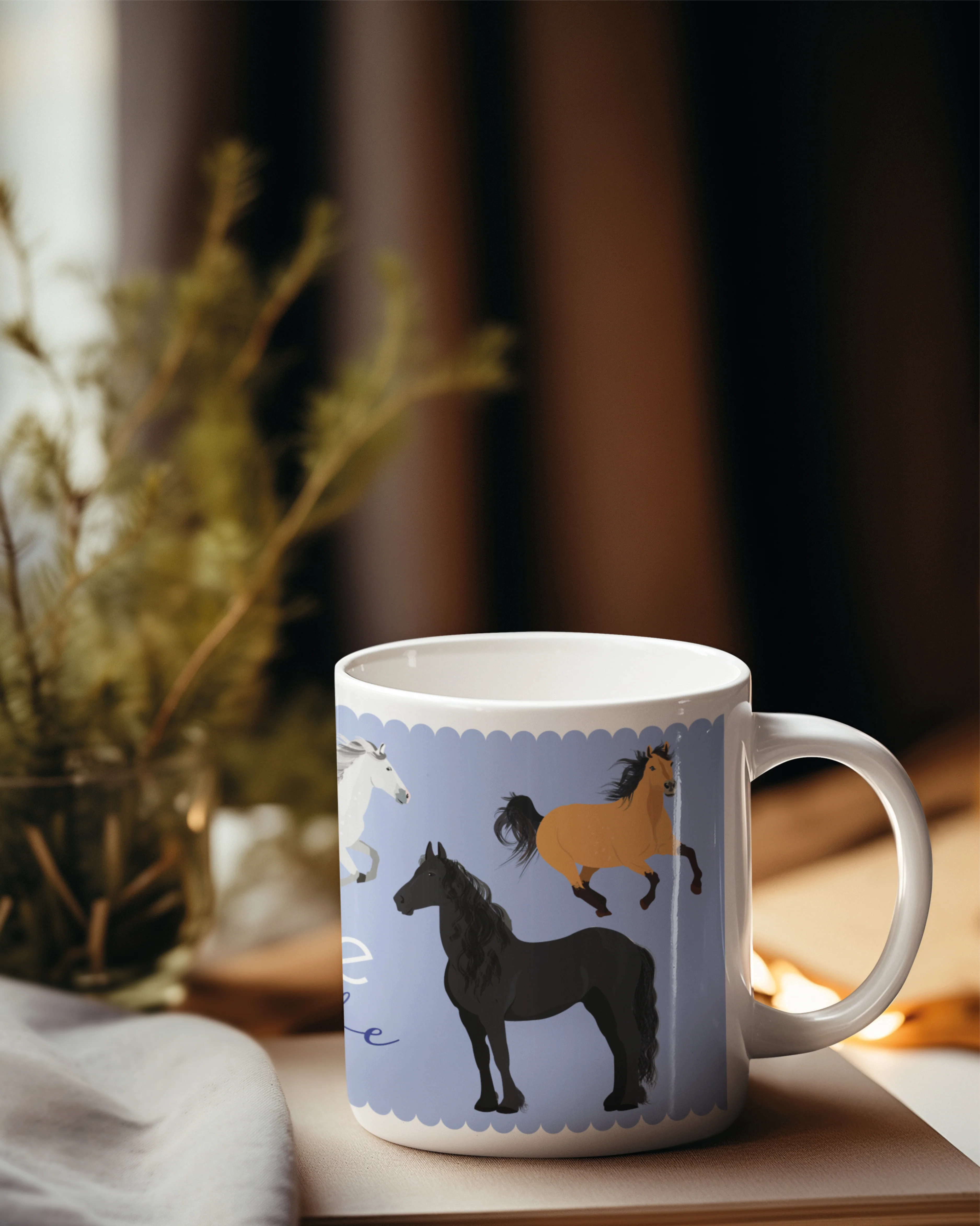 Pferdeliebe Tasse - Kreamiktasse für Pferdefans - blaue Design ca. 330 ml Füllmenge - Image 4