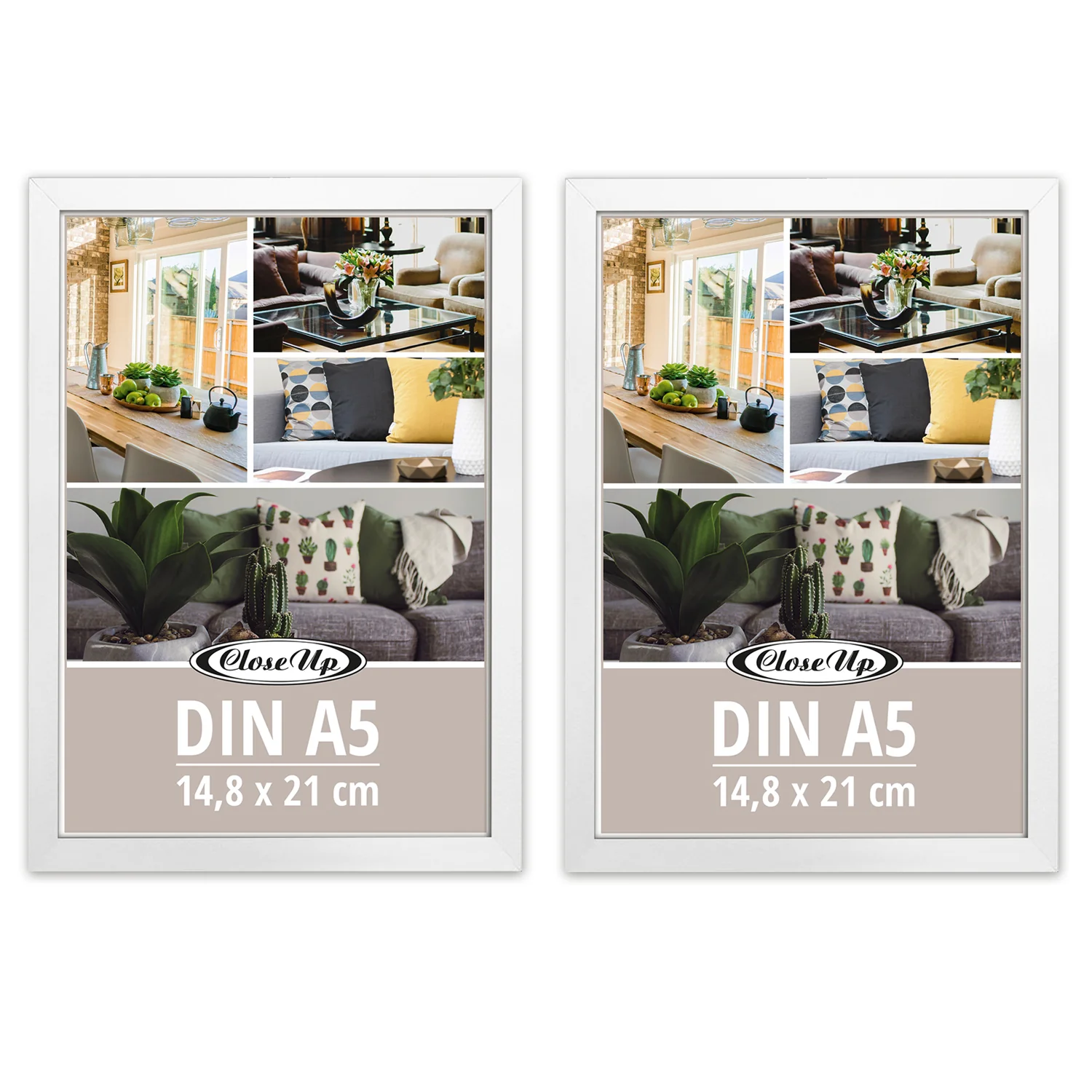 Posterrahmen 14,8 x 21 cm 2erSet (DIN A5) Holzdekor weiß