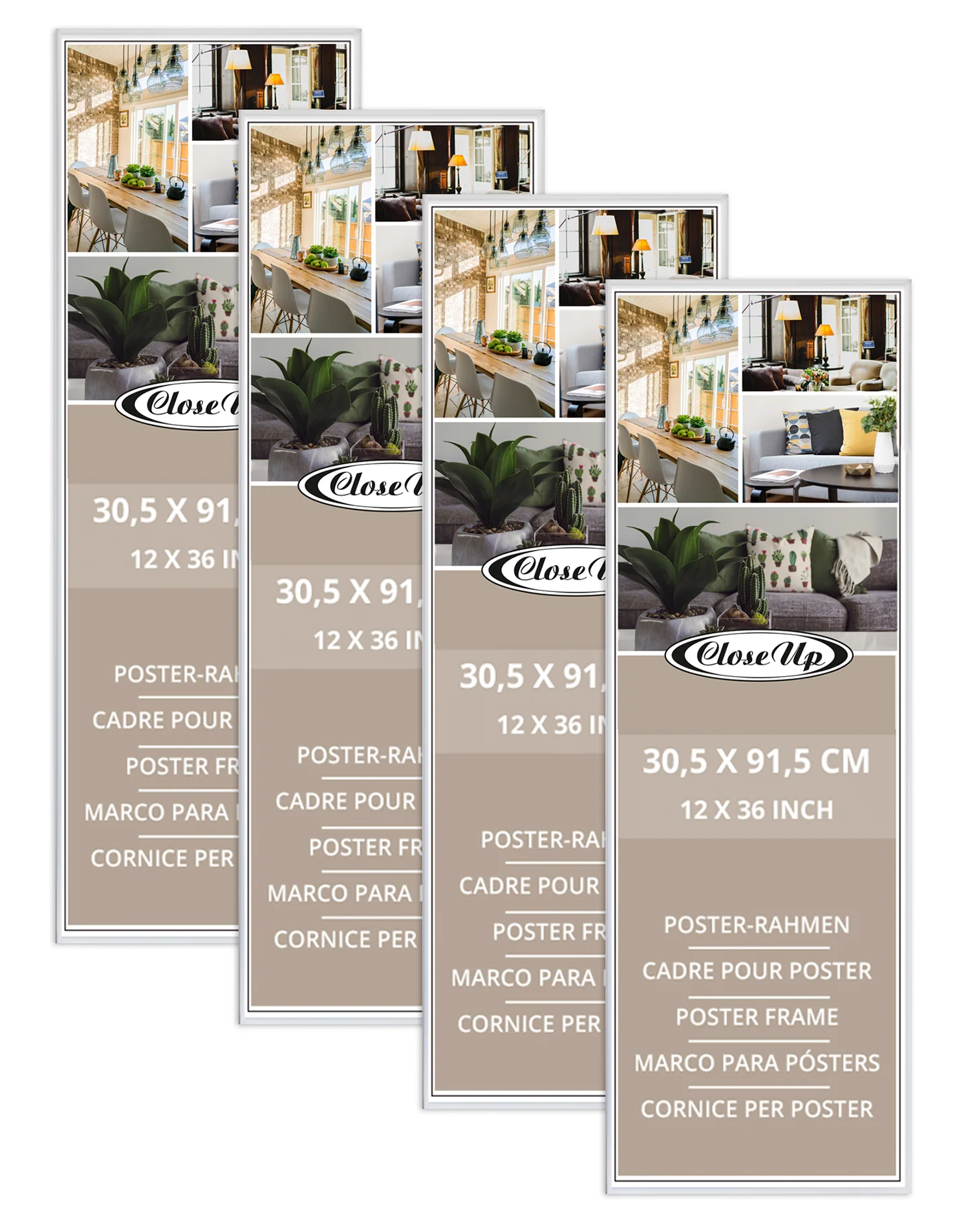Posterrahmen 30,5 x 91,5 cm weiß 4er Set