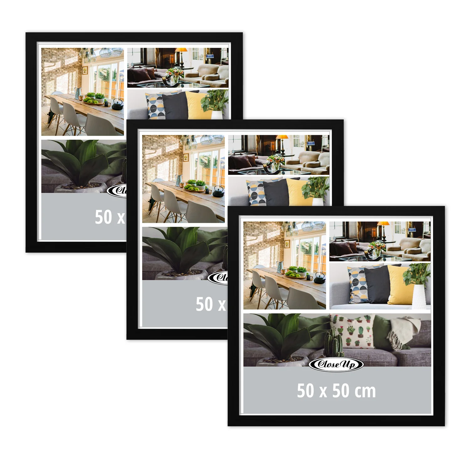 Posterrahmen 50 x 50 cm schwarz 3er Set
