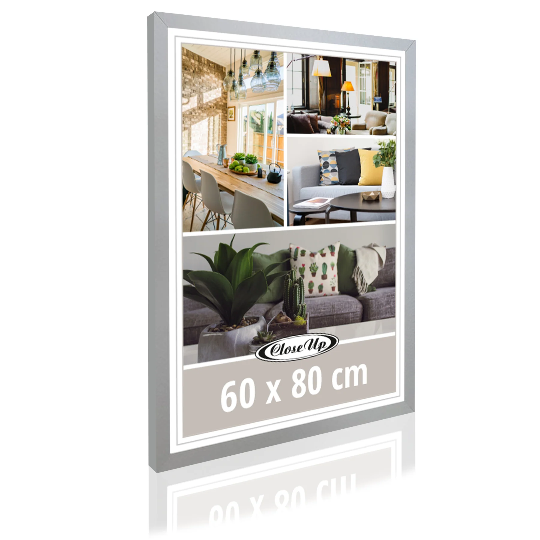 Posterrahmen 60 x 80 cm Holzdekor silber