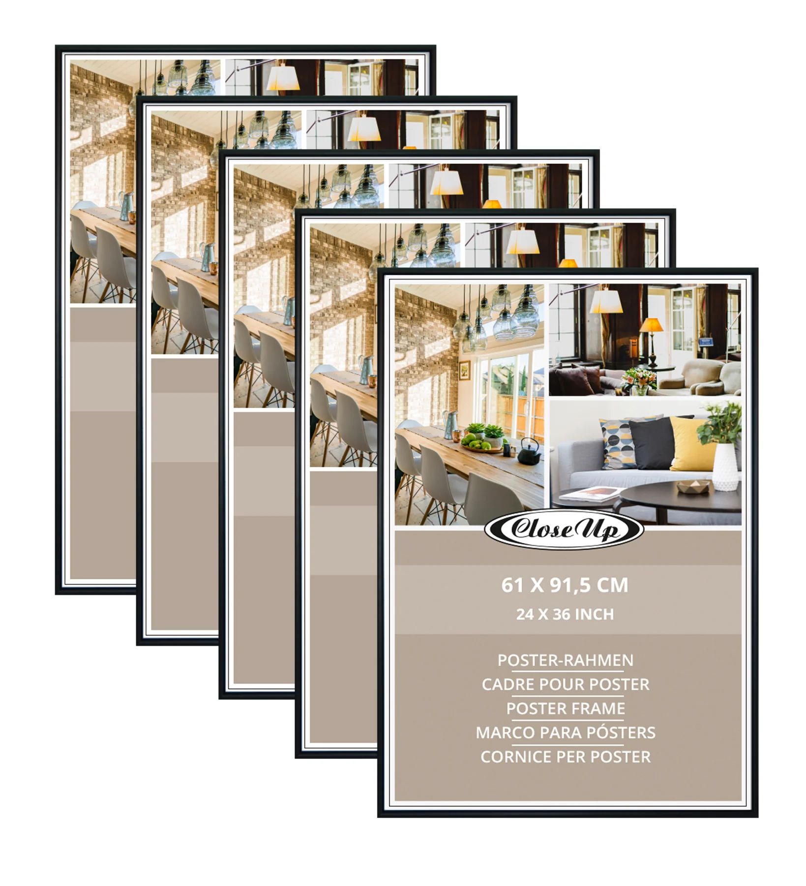 Posterrahmen 61 x 91,5 cm schwarz, 5er Set