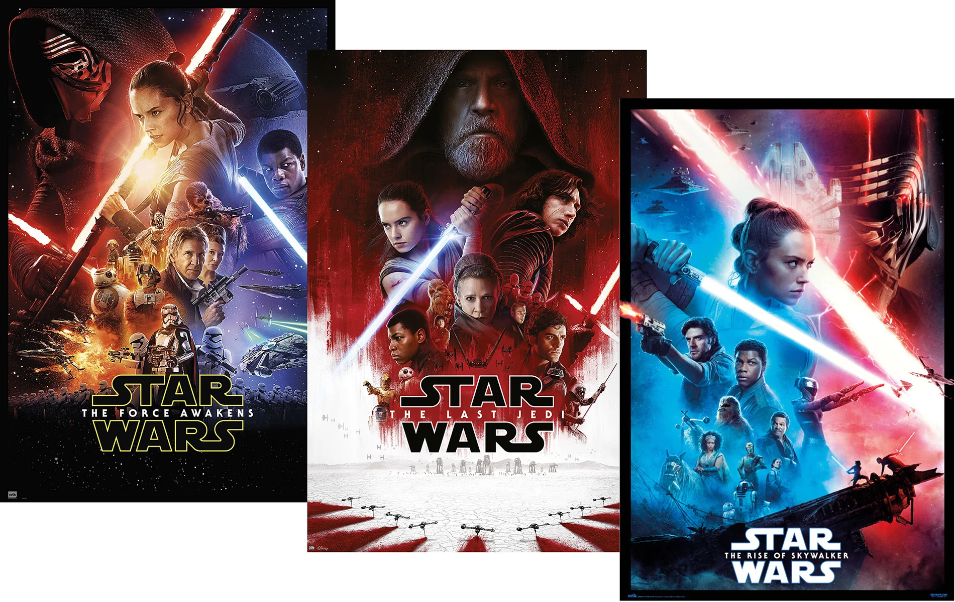 Star Wars Poster 3er-Set Episode VII, VIII, IX