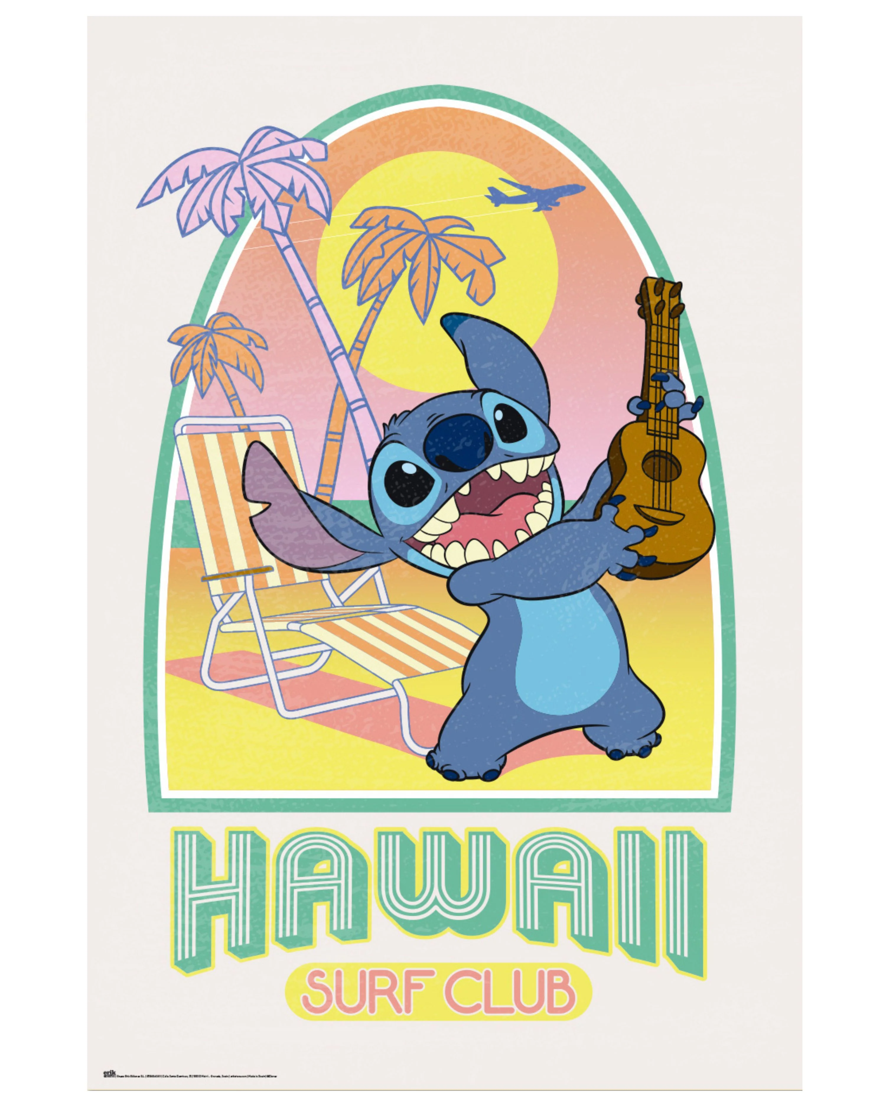 Stitch Poster Disney Hawaii Surf Club