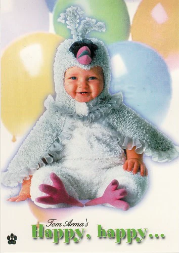 Postkarte Tom Arma Baby als Vogel