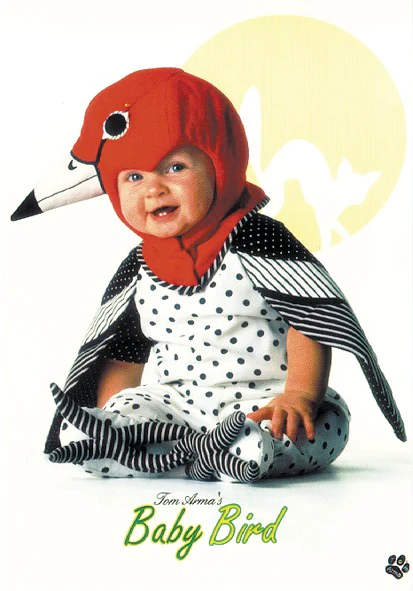 Postkarte Tom Arma Baby als Vogel