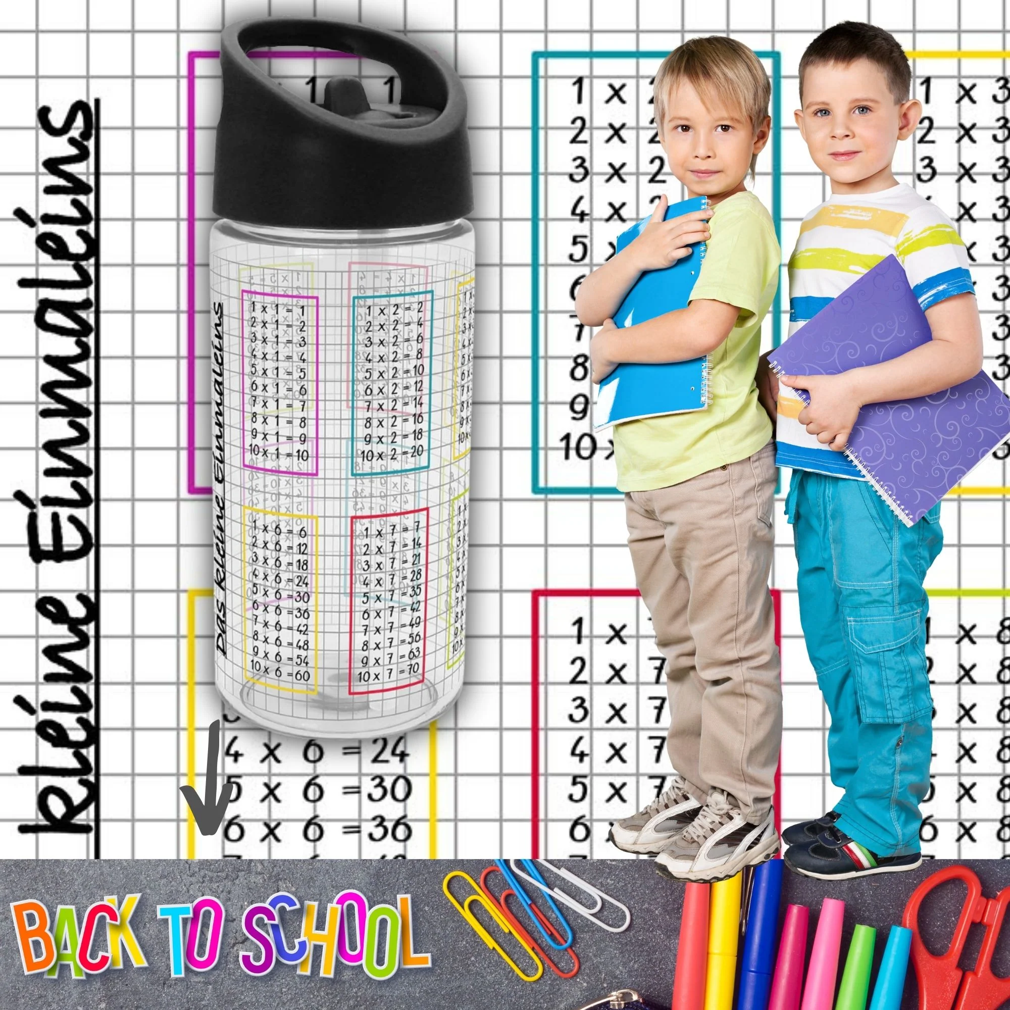 Trinkflasche Kleines 1 x 1 mit Trinkhalm - Image 8