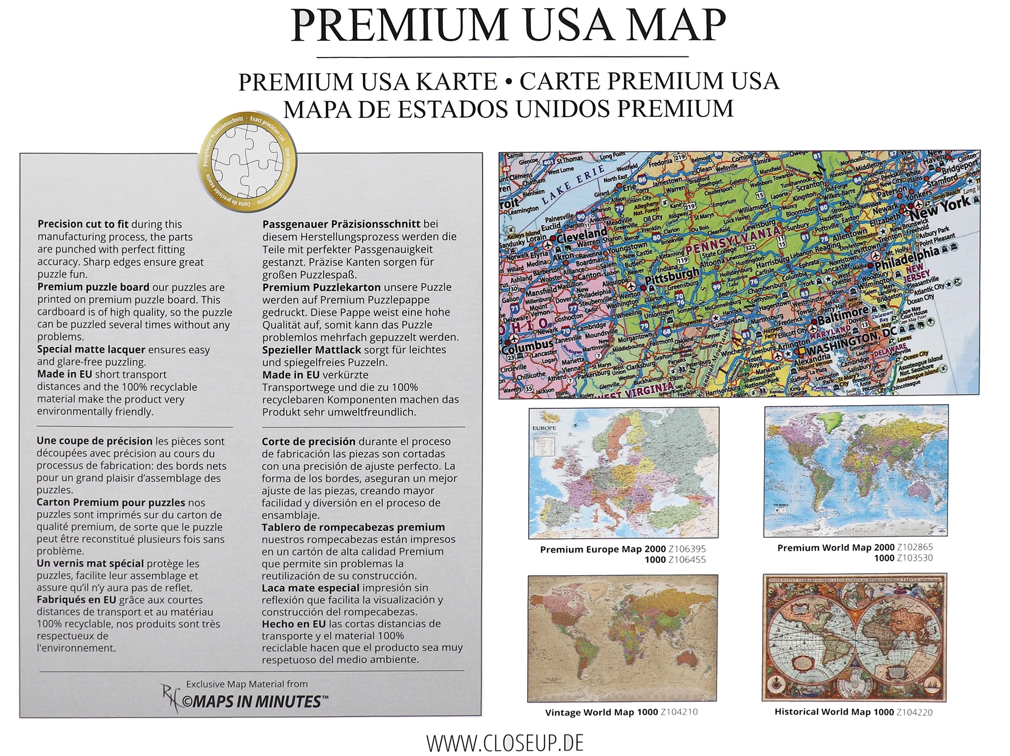 USA Karte Puzzle 1000 Teile MAPS IN MINUTES - Image 3