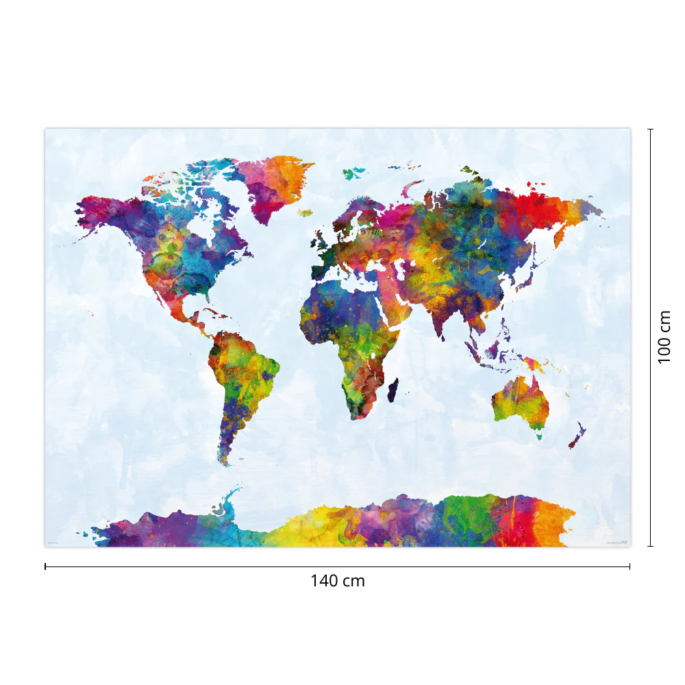 Watercolor World Map Poster Michael Tompsett - Image 3