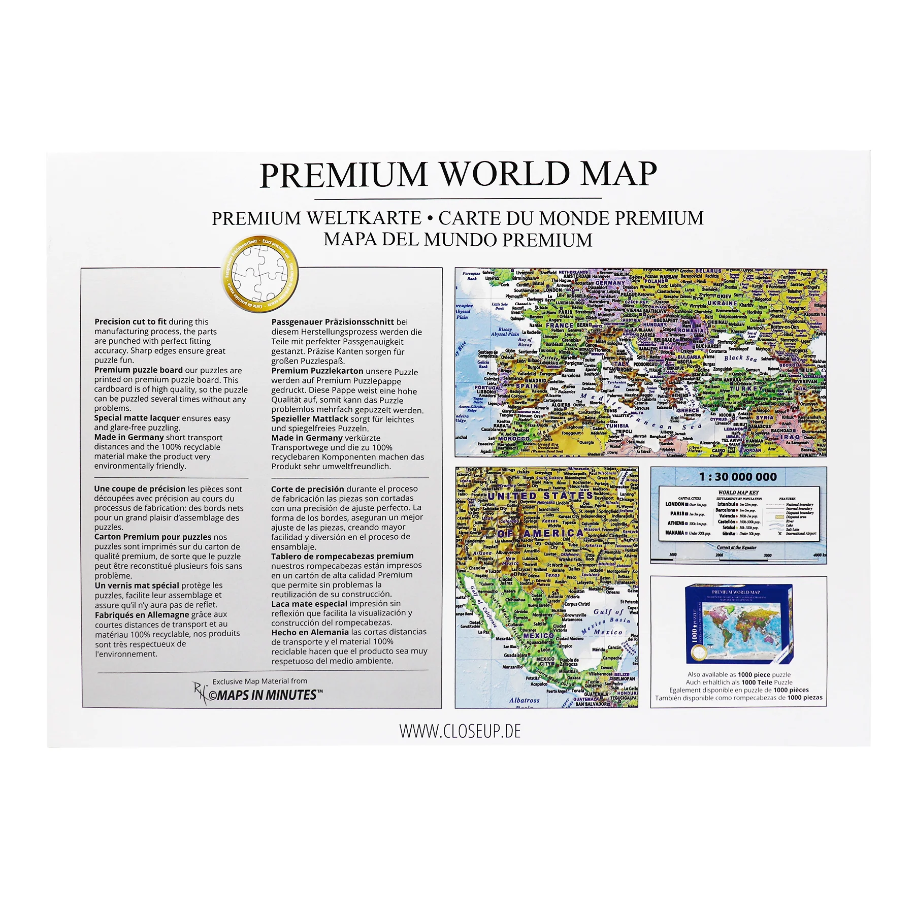 Weltkarte Puzzle 2000 Teile MAPS IN MINUTES - Image 3