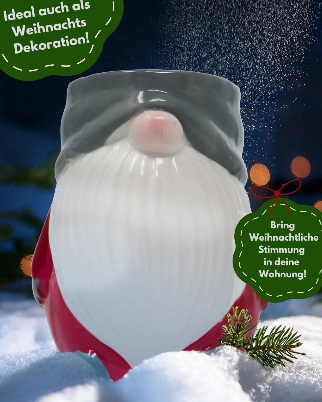 Wichtel Tasse 3D Rot Grau Weiß - Image 3