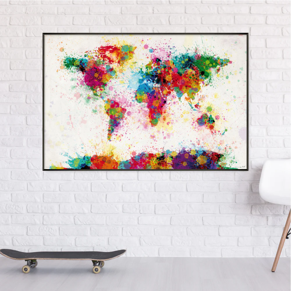 World Map Paint Drop Poster Michael Tompsett Weltkarte - Image 2