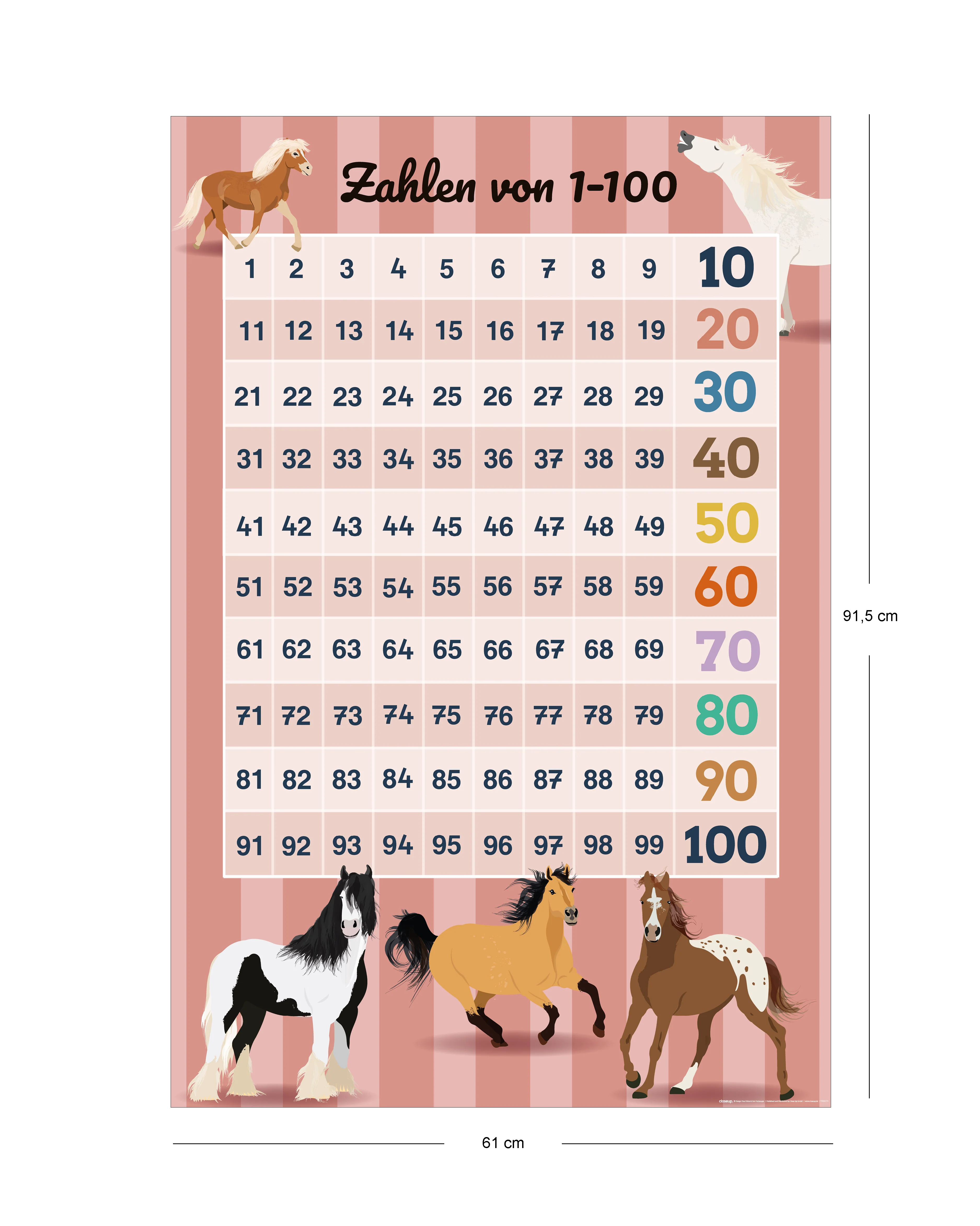 Zahlenposter 1-100 im Pferde-Design 61 x 91,5 cm - Image 2