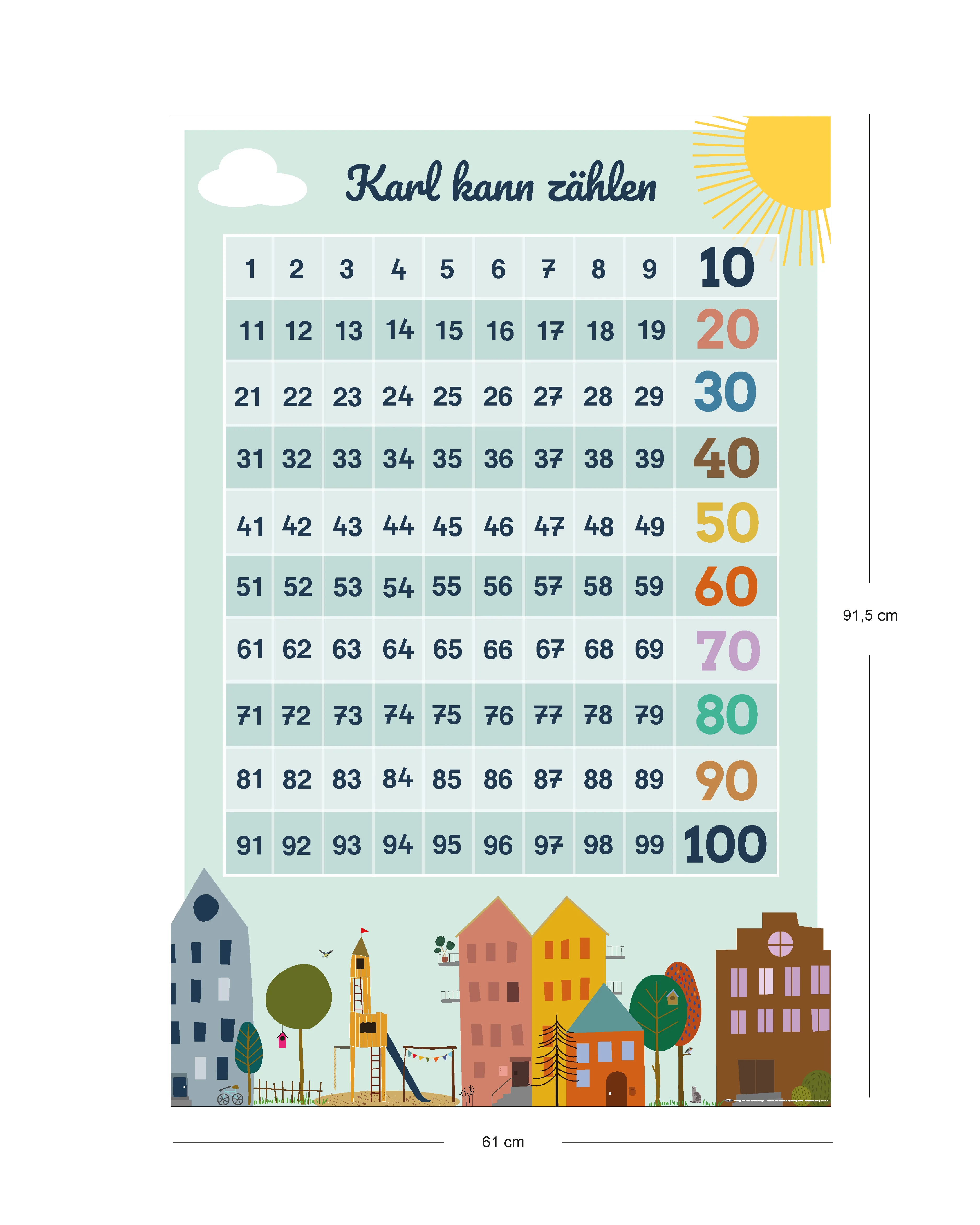 Zahlen Poster 1-100 personalisierbares Poster - Image 2